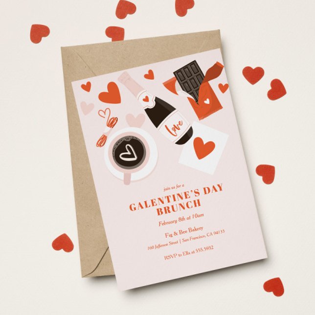 Cute Red Heart Galentine Valentine's Day Invitation (Creator Uploaded)