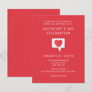 Cute Red Heart Galentines Day Party Invitation