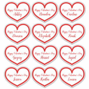 Cute Red Heart Kids Names Valentines Day Classroom