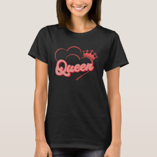 Cute Red Heart King Queen Valentines Day Matching T-Shirt