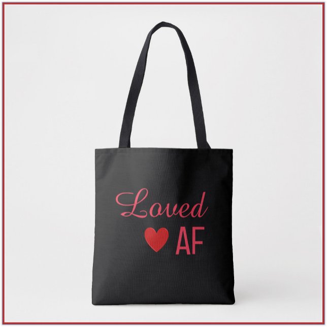 Cute Red Heart Loved AF Tote Bag (Creator Uploaded)