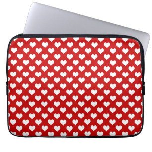 Cute Red Heart Pattern – Romantic Love Background  Laptop Sleeve