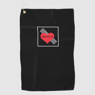 Cute Red Heart Personalised Name Cool Chic For Her Golf Towel
