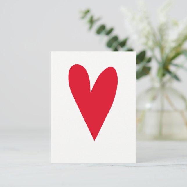 Cute Red Heart Postcard (Standing Front)