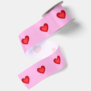 Cute Red Heart Ribbon Satin Ribbon