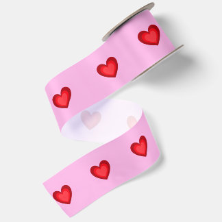Cute Red Heart Ribbon Satin Ribbon