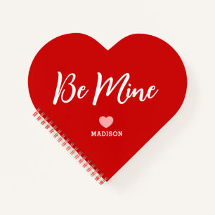 Cute Red Heart Shaped Valentines Day Personalised Notebook