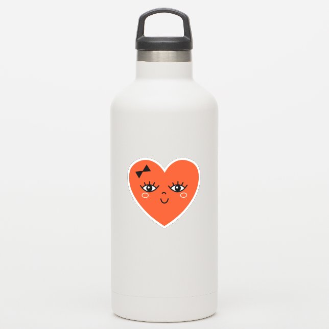 Cute Red Heart Sticker (Waterbottle)