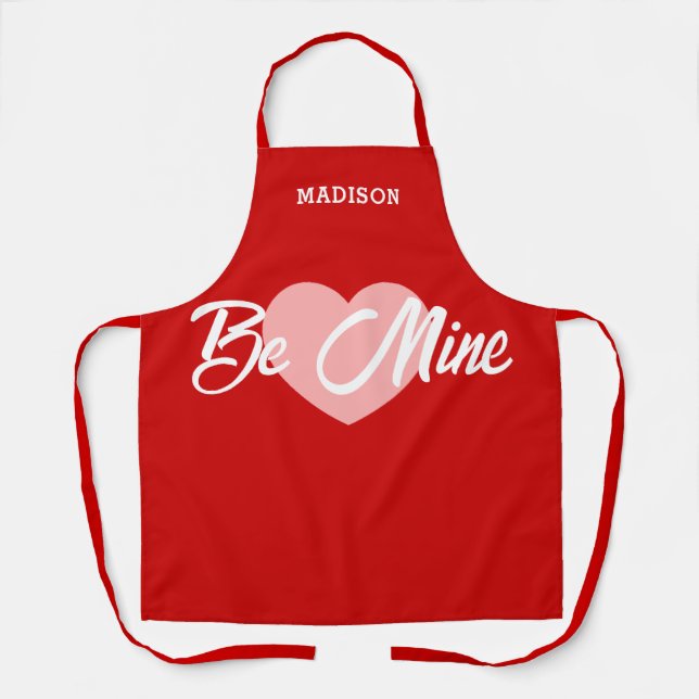 Cute Red Heart Valentines Day Apron (Front)