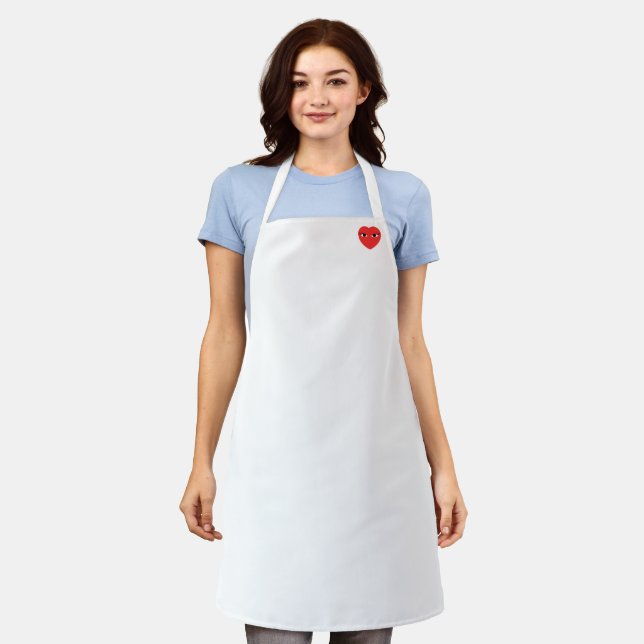 Cute Red Heart with Eyes Apron (Worn)