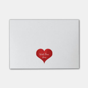 Cute Red Heart With Love Typography Valentine Post-it Notes