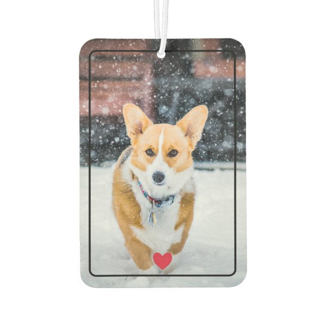 Cute Red Heart With Pet Photo Car Air Freshener (Back)