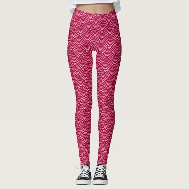 cute red  hearts and  bows leggings (Front)