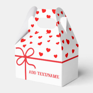 Cute Red Hearts And Ribbon Custom   Favour Box