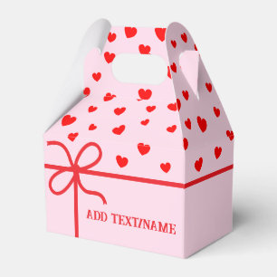 Cute Red Hearts And Ribbon Custom   Favour Box