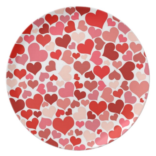 Cute Red Hearts Background Plate (Front)