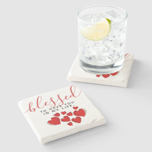 Cute Red Hearts Blessed to Have You in My Life Stone Coaster
