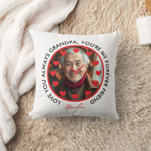 Cute Red Hearts Clock Love Grandparents Photo Cushion
