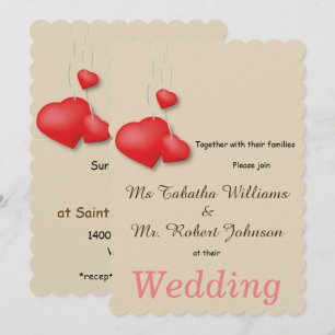 Cute Red Hearts Design Wedding Invitation