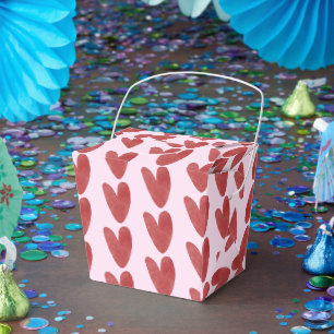 Cute Red Hearts Doodle Pattern Wedding Birthday Favour Box