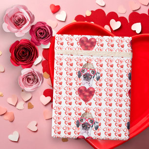 Cute Red Hearts Great Dane Dog Lover Valentine Wrapping Paper