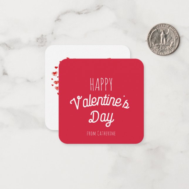 Cute Red Hearts Happy Valentine's day Card (Front/Back In Situ)