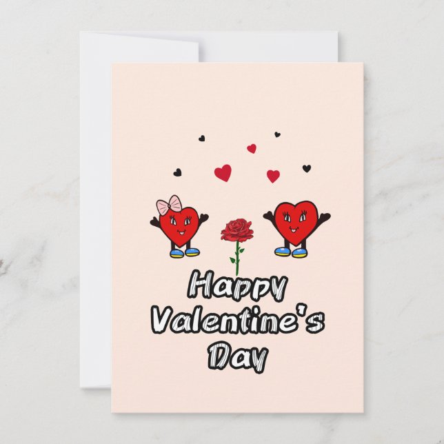 Cute red hearts holiday card (Front)