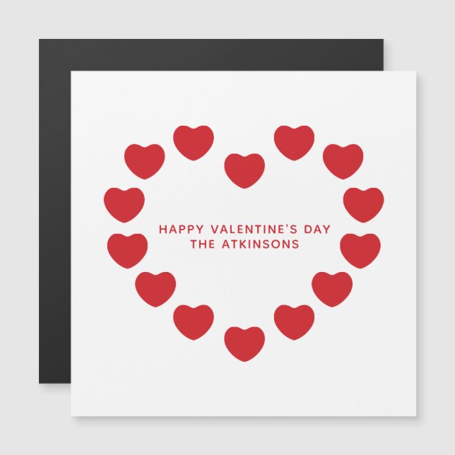 Cute red hearts modern custom Valentine's Day card (Front/Back)