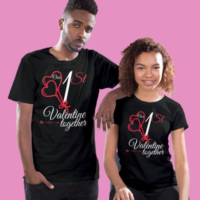 Cute red Hearts Our first valentine together T-Shirt (Creator Uploaded)