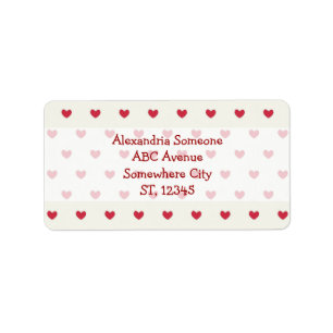 Cute Red Hearts Pattern Label