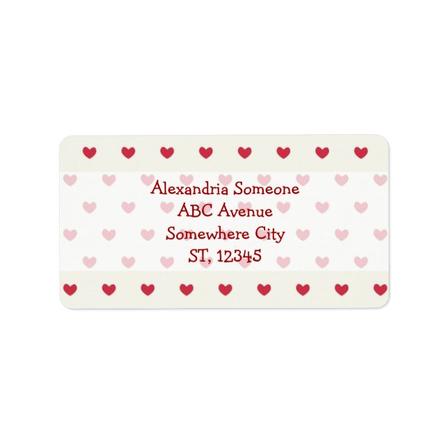 Cute Red Hearts Pattern Label (Front)
