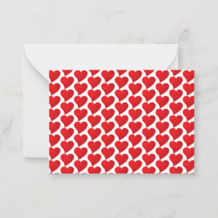 Cute red hearts pattern minimalist modern card