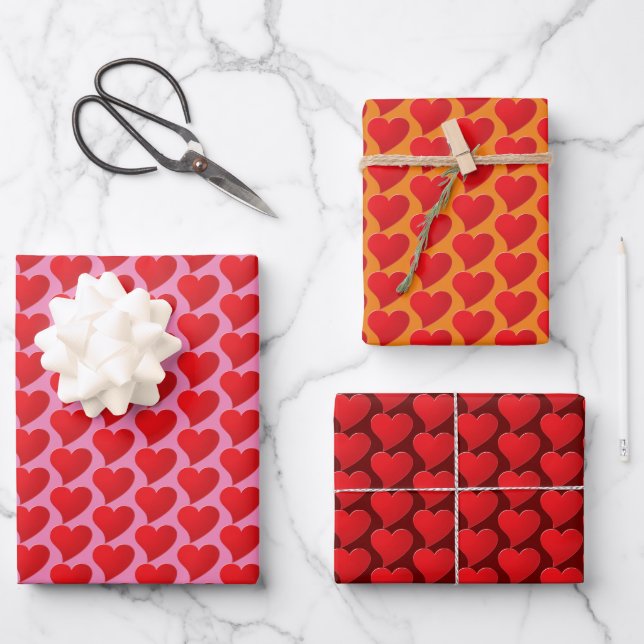 Cute red hearts pattern modern Valentine's day Wrapping Paper Sheet (Front)