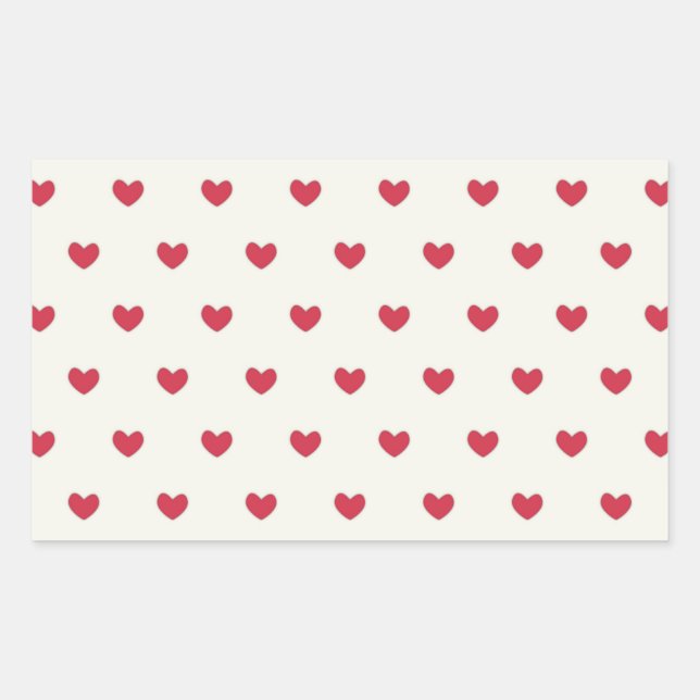 Cute Red Hearts Pattern Rectangular Sticker (Front)