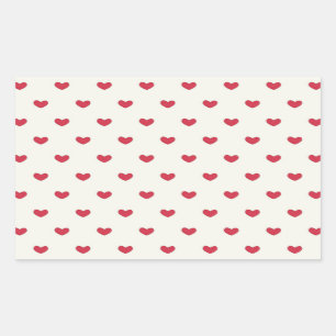 Cute Red Hearts Pattern Rectangular Sticker