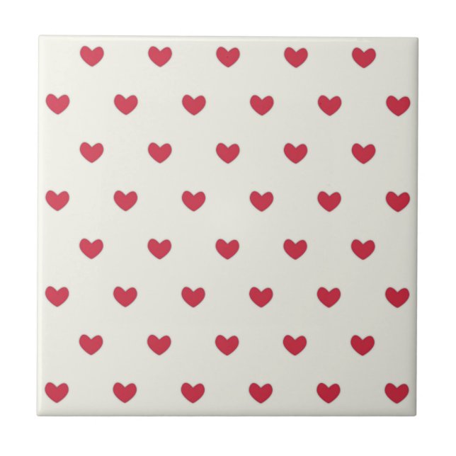 Cute Red Hearts Pattern Tile (Front)