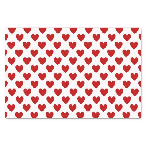 Image of Cute Red Hearts Pattern Tissue Paper