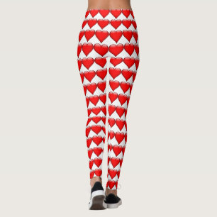 Cute Red Hearts Pattern Valentines Day Leggings