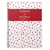Cute Red Hearts Personalised Wedding Guest Book