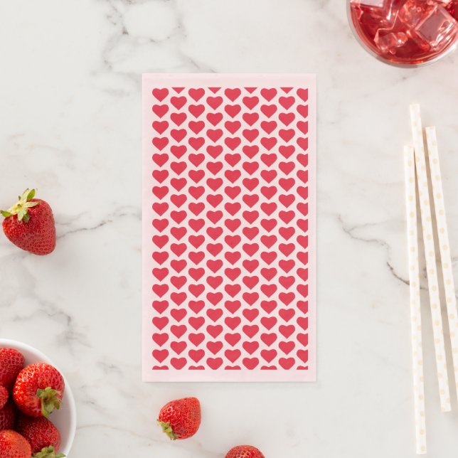 ❤️ Cute Red Hearts Pink Napkin (Insitu)