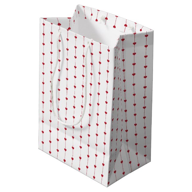 Cute Red Hearts Valentine Gift Bag (Back Angled)