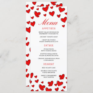 Cute Red Hearts Valentines Day Menu