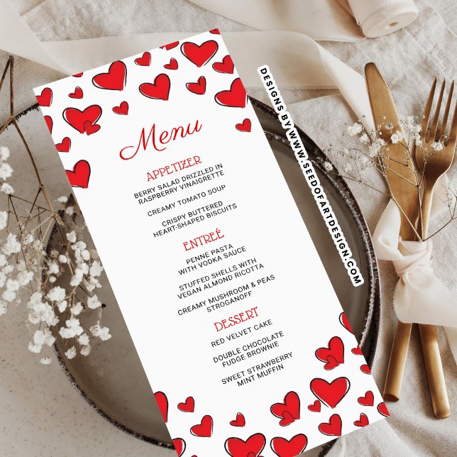 Cute Red Hearts Valentines Day Menu (Creator Uploaded)