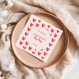 Cute Red Hearts Valentine's Day Party Napkin