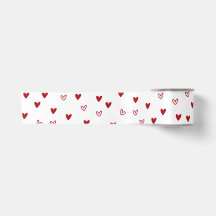 Cute Red Hearts White Satin Ribbon for Wedding