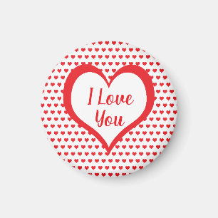 Cute Red Hearts with Red & White Hearts Monogram Magnet