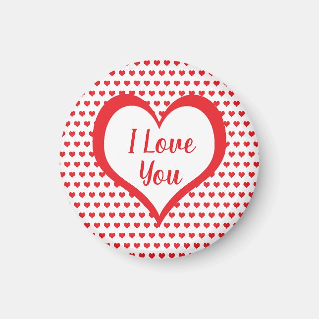 Cute Red Hearts with Red & White Hearts Monogram Magnet (Front)