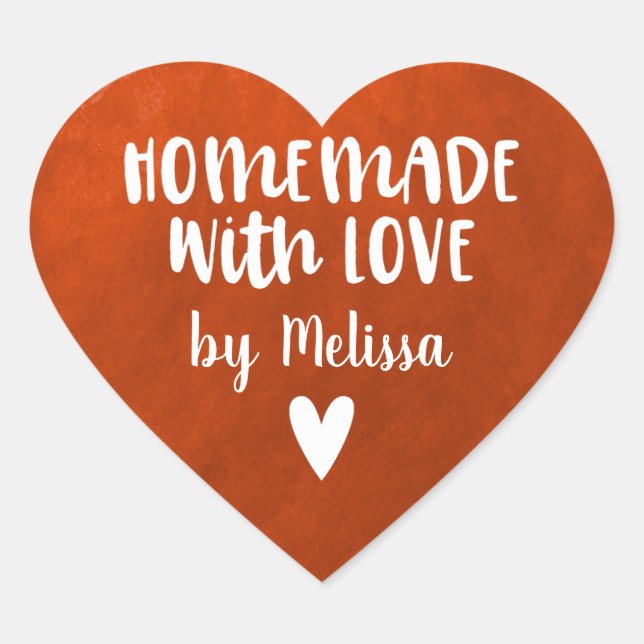 Cute Red Homemade With Love Heart Sticker (Front)