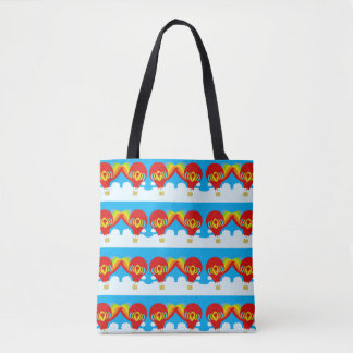 Cute Red Hot Air Balloons Rainbow Sky Design Tote Bag