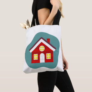 Cute red house tote bag
